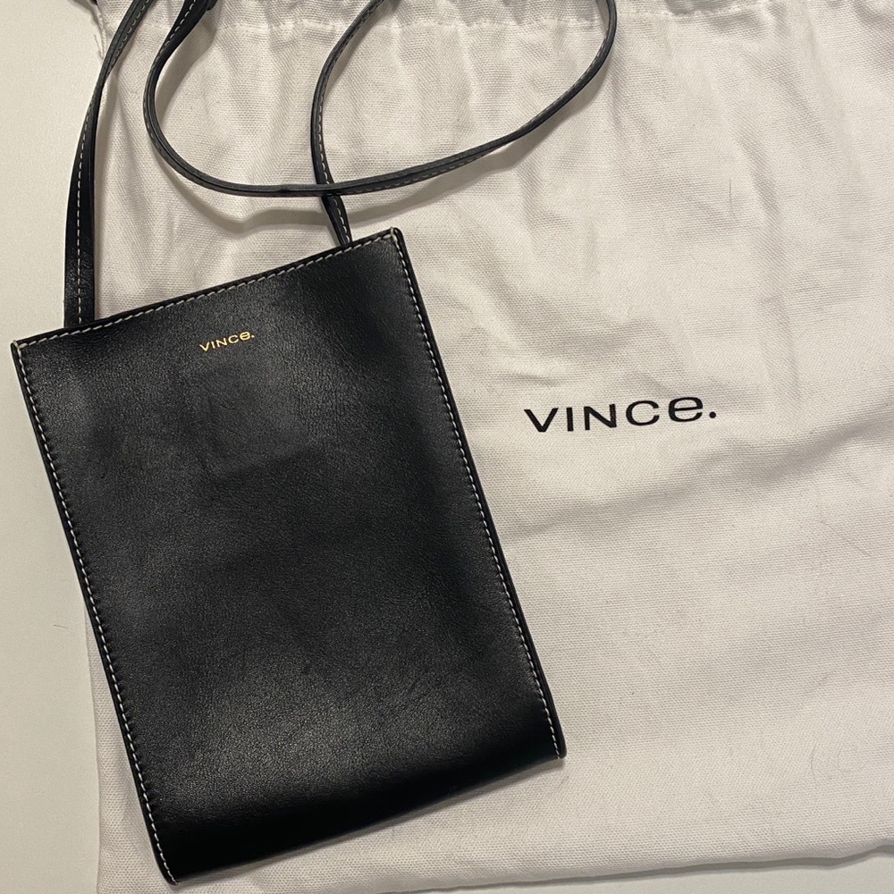 Vince black Pacific leather crossbody worn once